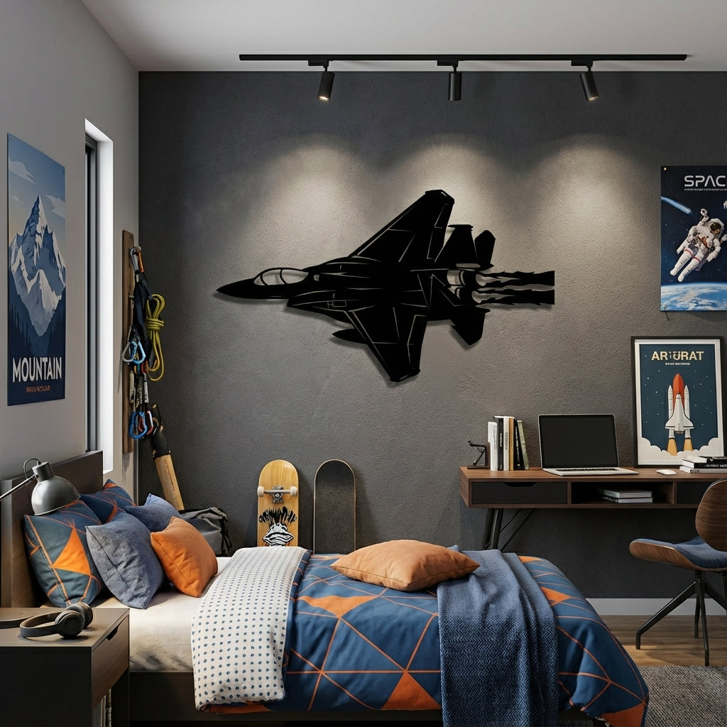 F-15 Eagle Metal Wall Art - Interior Mockup
