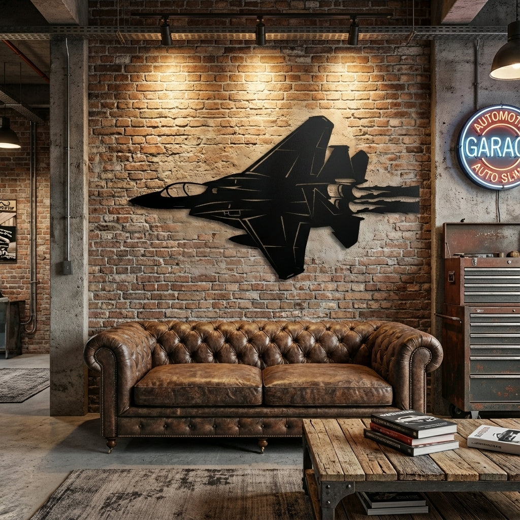F-15 Eagle Metal Wall Art - Interior Mockup