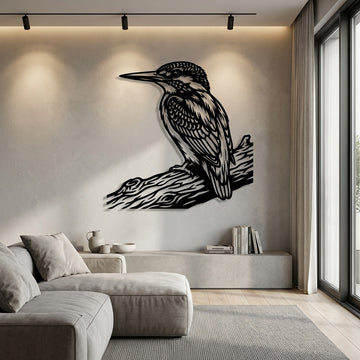 Kingfisher Perch Metal Wall Art - Interior Mockup