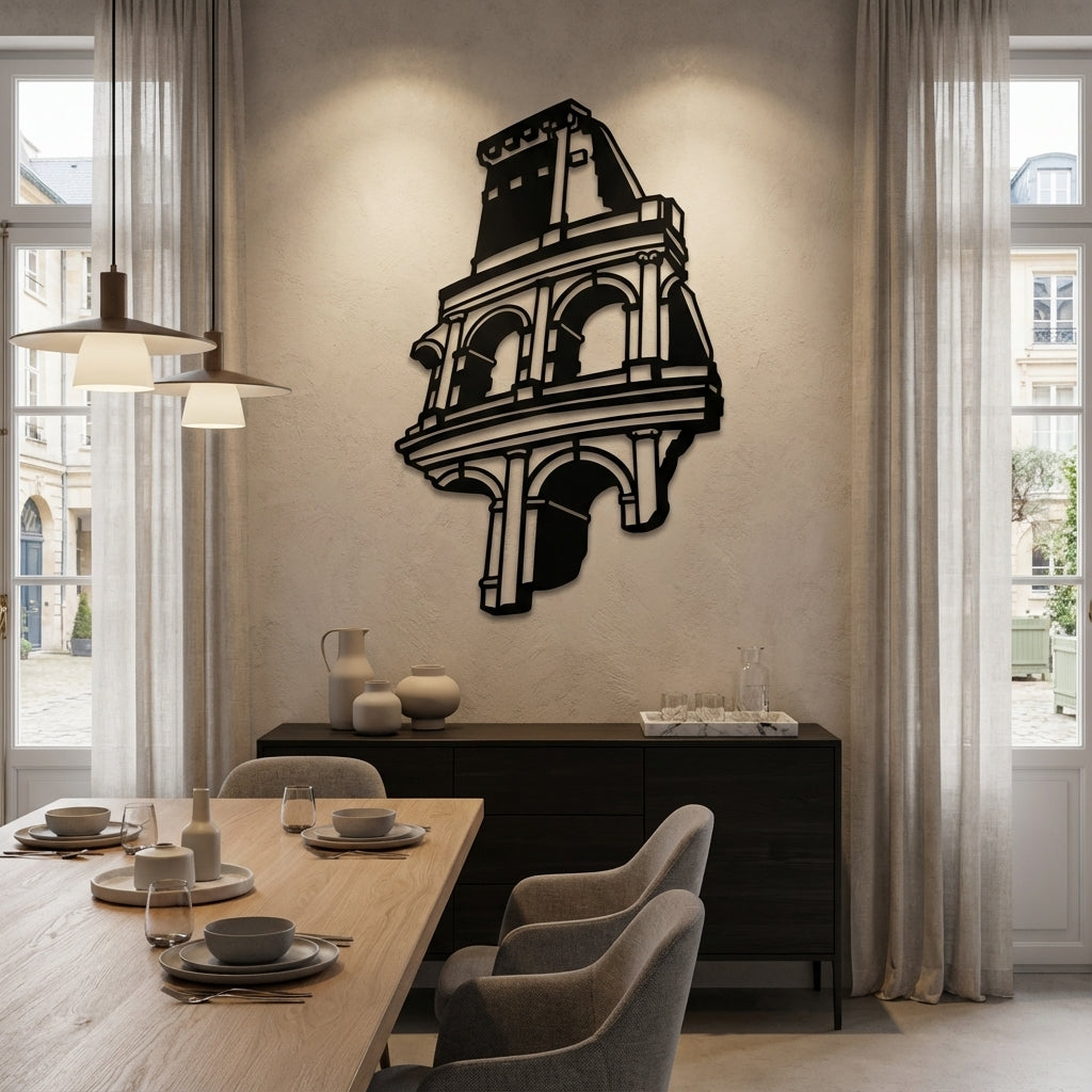 Colosseum Souvenir Metal Wall Art - Interior Mockup