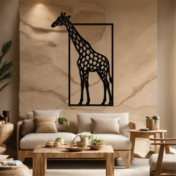 High-quality metal wall art featuring the "Abstract Giraffe Metal Wall Art" crafted from durable steel with a sleek black powder-coated finish.