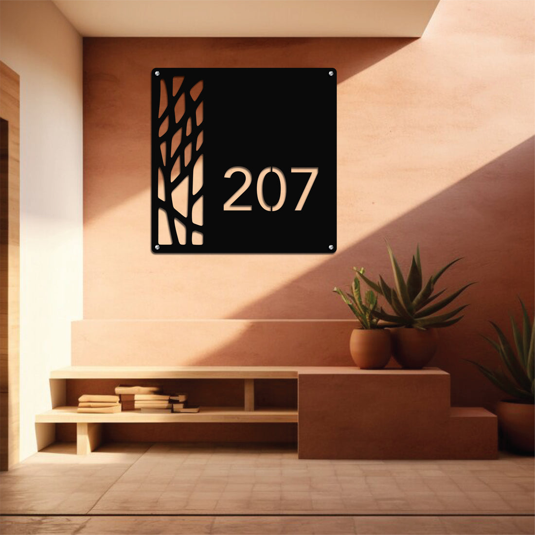 Customizable metal wall art featuring house numbers and address details, crafted from durable, weather-resistant metal with stylish and elegant designs.