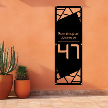 Customizable metal wall art featuring house numbers and address details, crafted from durable, weather-resistant metal with stylish and elegant designs.