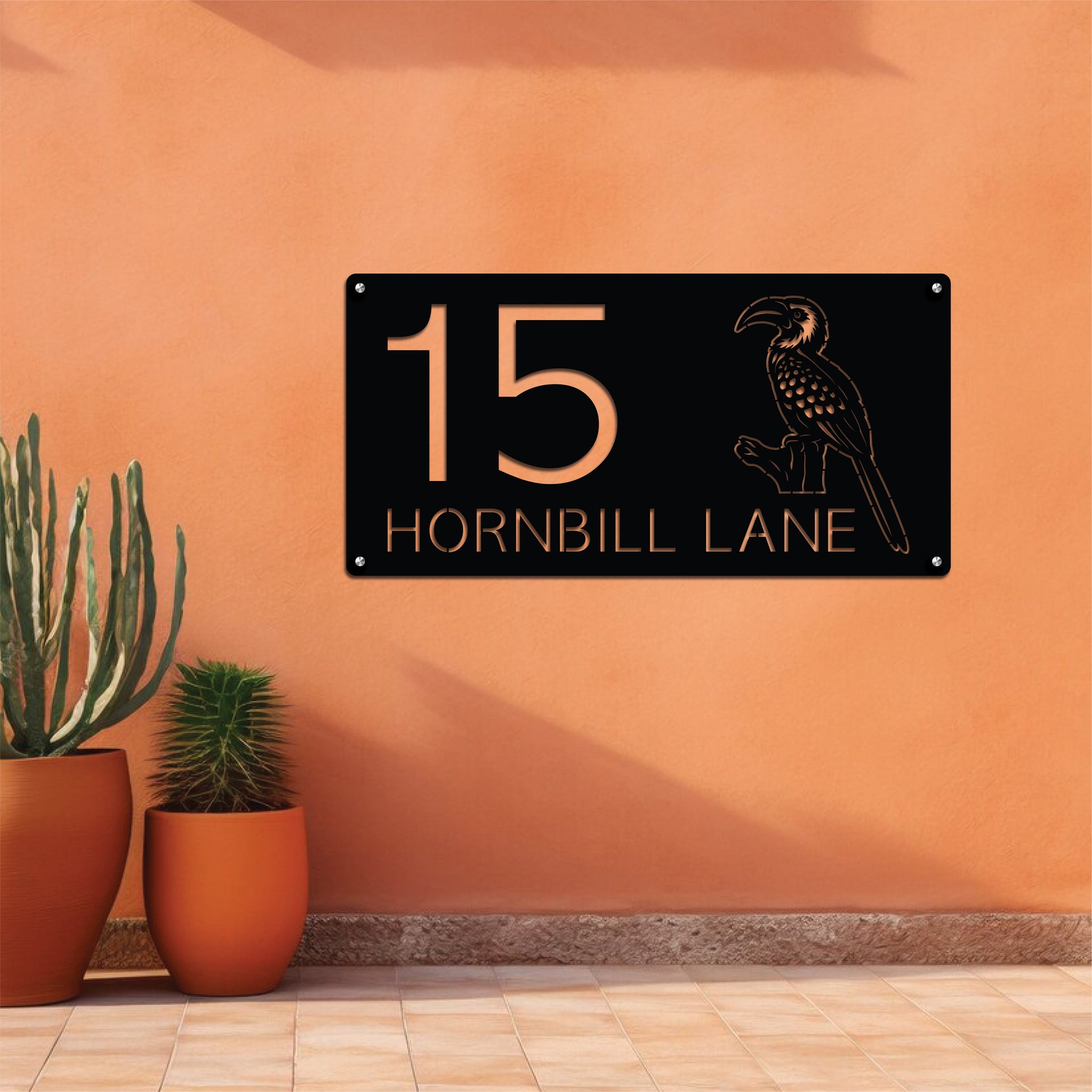 Customizable metal wall art featuring house numbers and address details, crafted from durable, weather-resistant metal with stylish and elegant designs.