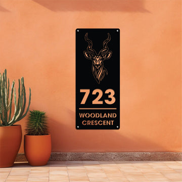 Customizable metal wall art featuring house numbers and address details, crafted from durable, weather-resistant metal with stylish and elegant designs.