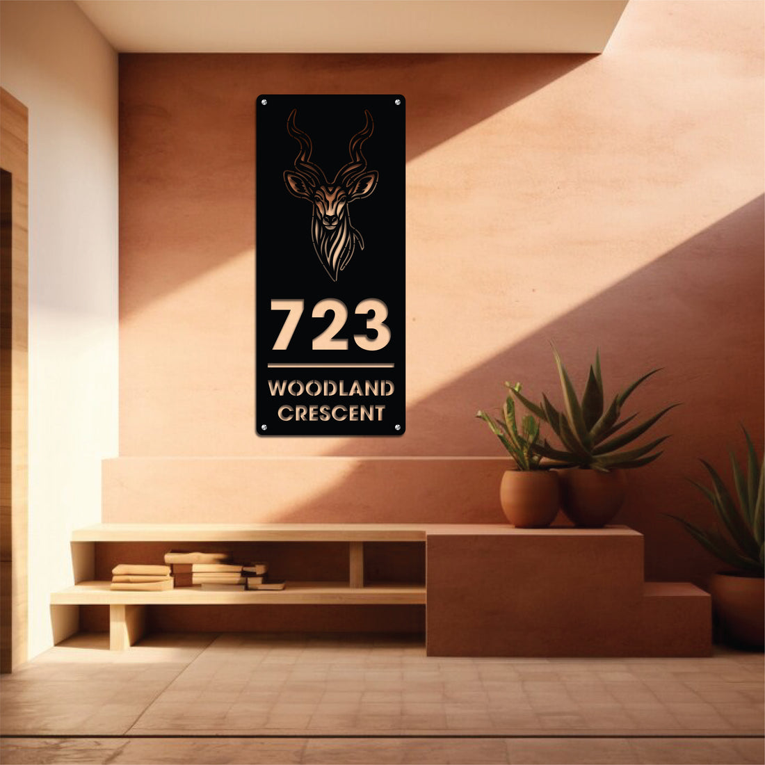 Customizable metal wall art featuring house numbers and address details, crafted from durable, weather-resistant metal with stylish and elegant designs.