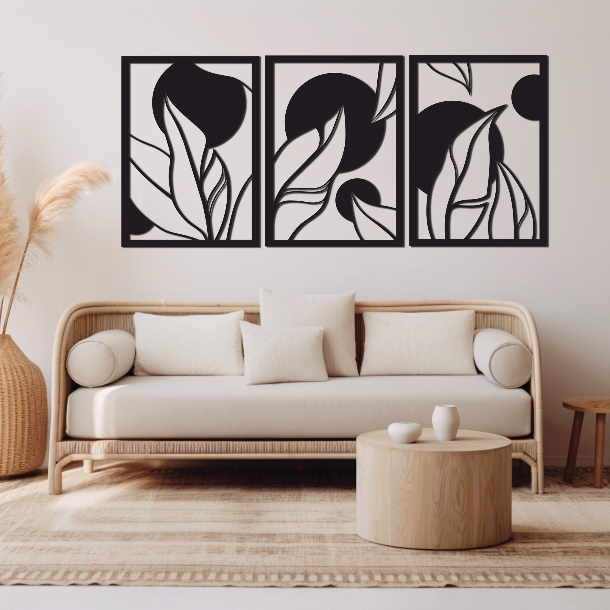 Sleek metal wall art of a Flower Panel, cut with precision and coated for durability, perfect for adding modern elegance to any space.