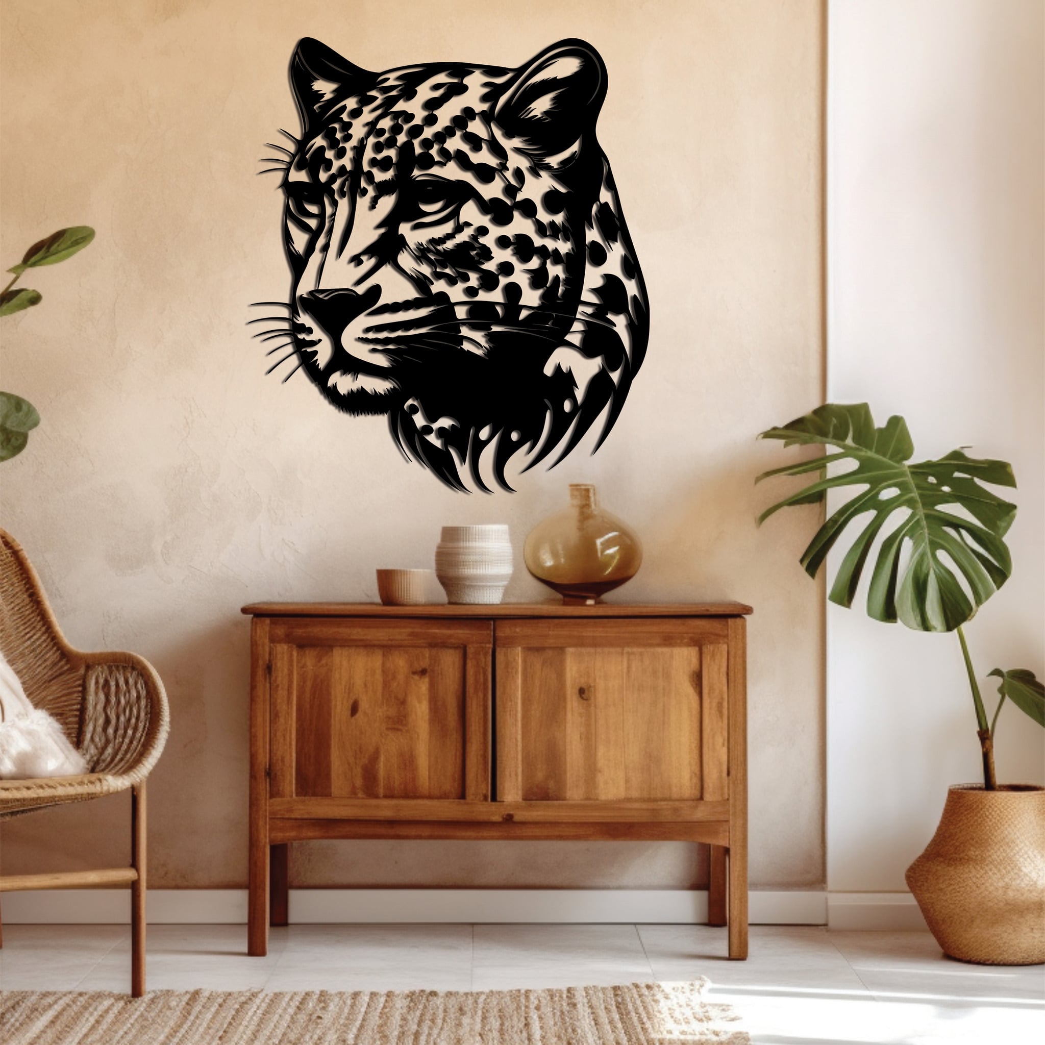 Sleek metal wall art of a Proud Leopard, cut with precision and coated for durability, perfect for adding modern elegance to any space