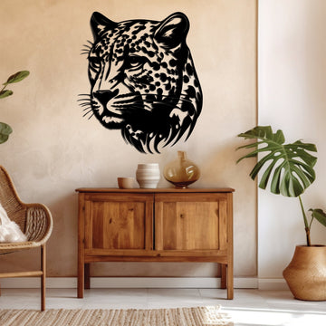 Sleek metal wall art of a Proud Leopard, cut with precision and coated for durability, perfect for adding modern elegance to any space