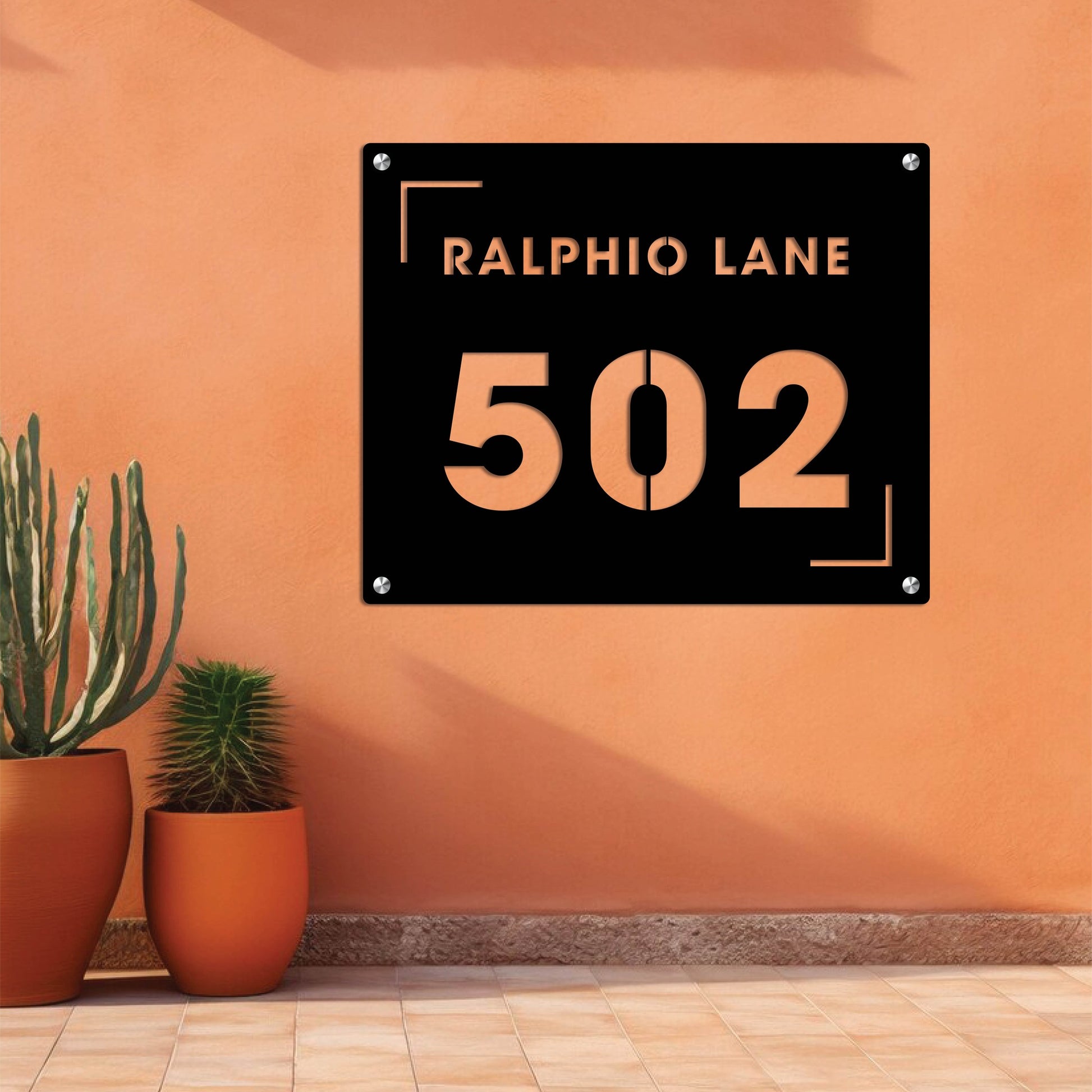 Customizable metal wall art featuring house numbers and address details, crafted from durable, weather-resistant metal with stylish and elegant designs.