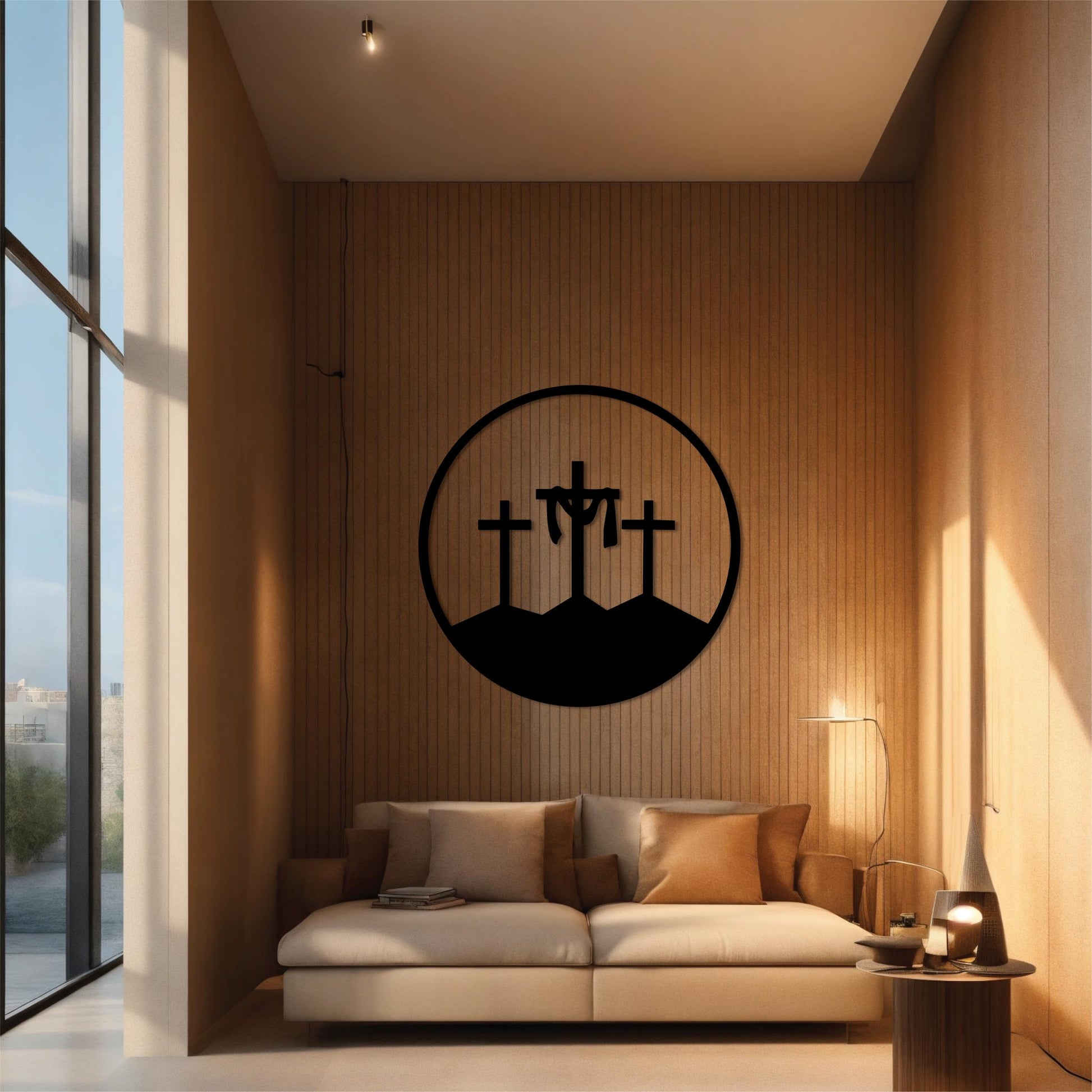 High-quality metal wall art featuring the "The  Resurrection Metal Wall Art" crafted from durable steel with a sleek black powder-coated finish.