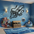 Ocean Squid Metal Wall Art - Interior Mockup