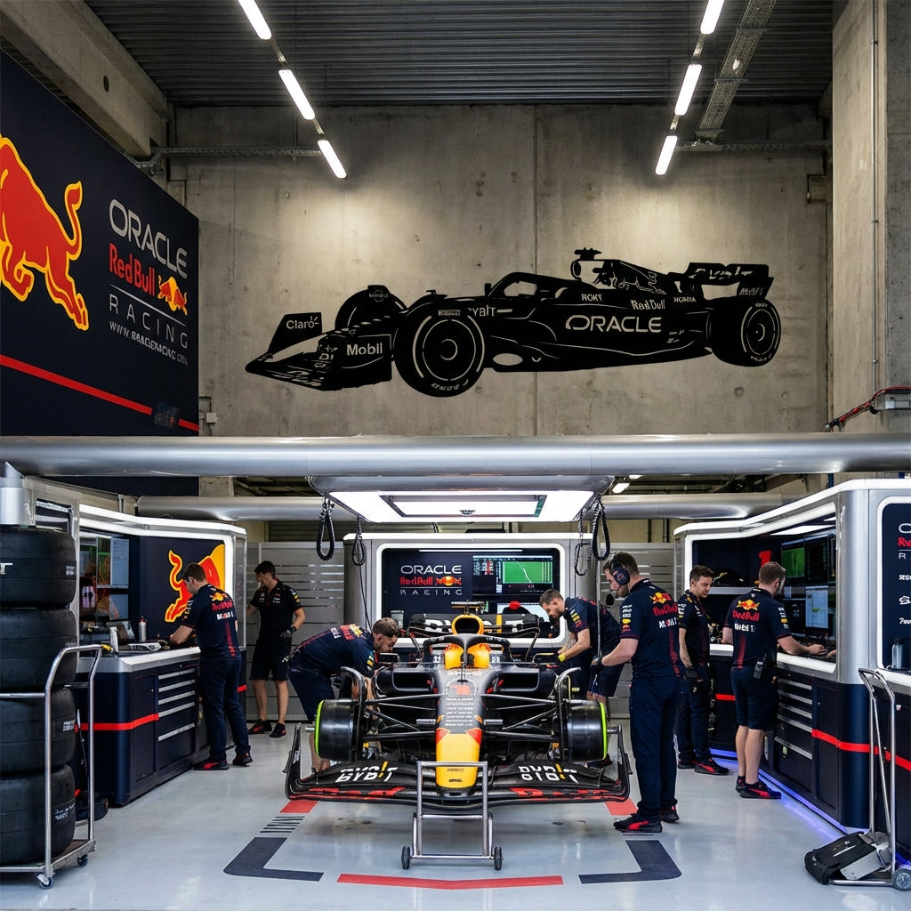 Red Bull Racer Metal Wall Art - Interior Mockup