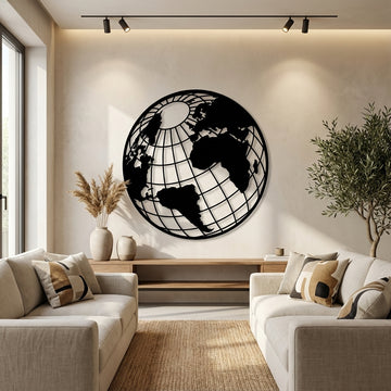 The Globe Metal Wall Art - Interior Mockup