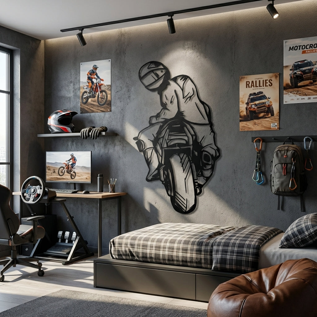 Moto GP Rider Metal Wall Art - Interior Mockup