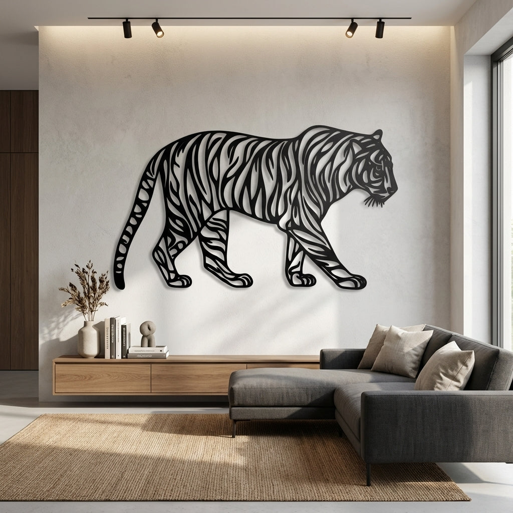 Abstract Tiger Metal Wall Art - Interior Mockup