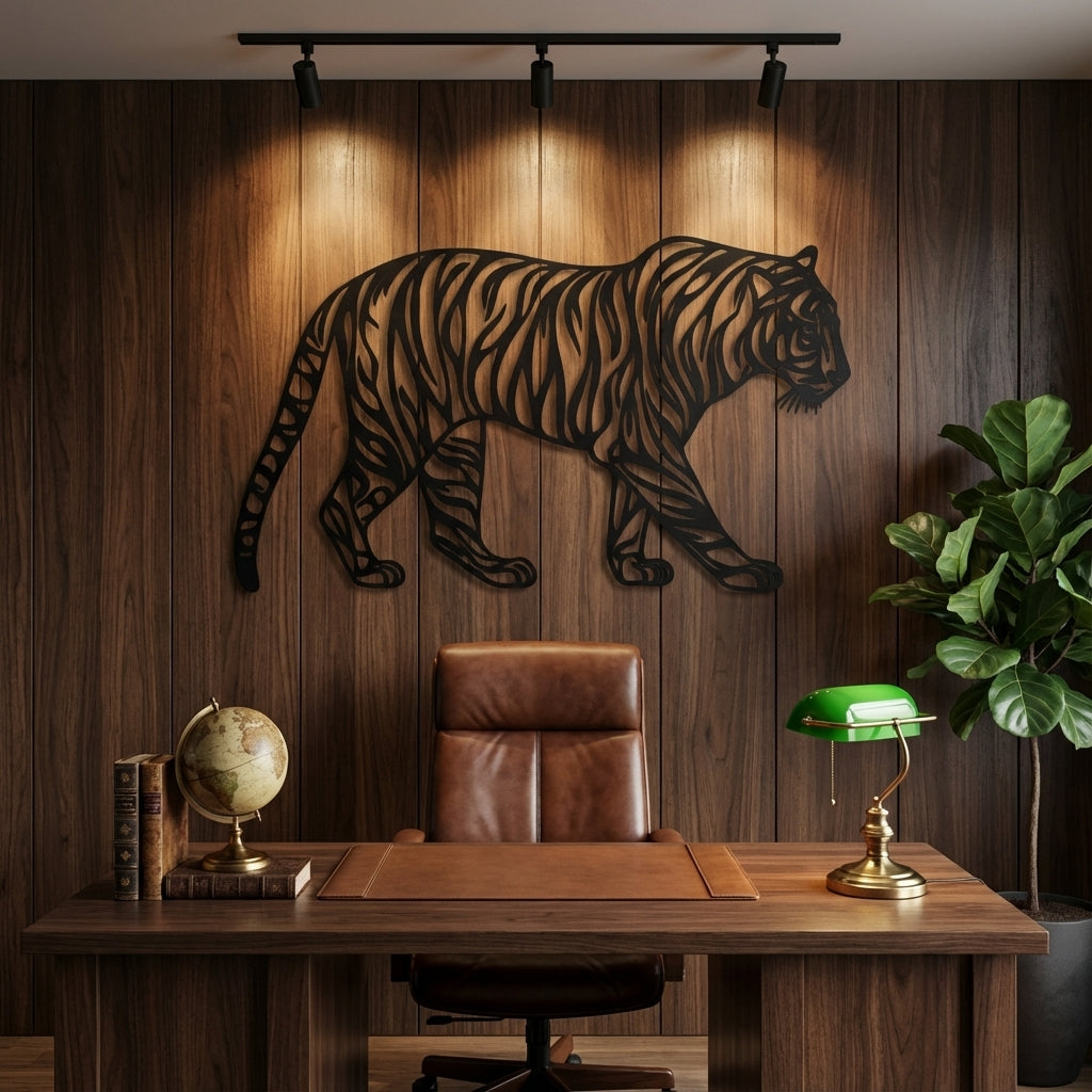 Abstract Tiger Metal Wall Art - Interior Mockup