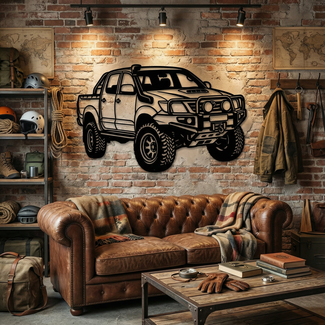 Off-Road Truck Metal Wall Art - Interior Mockup