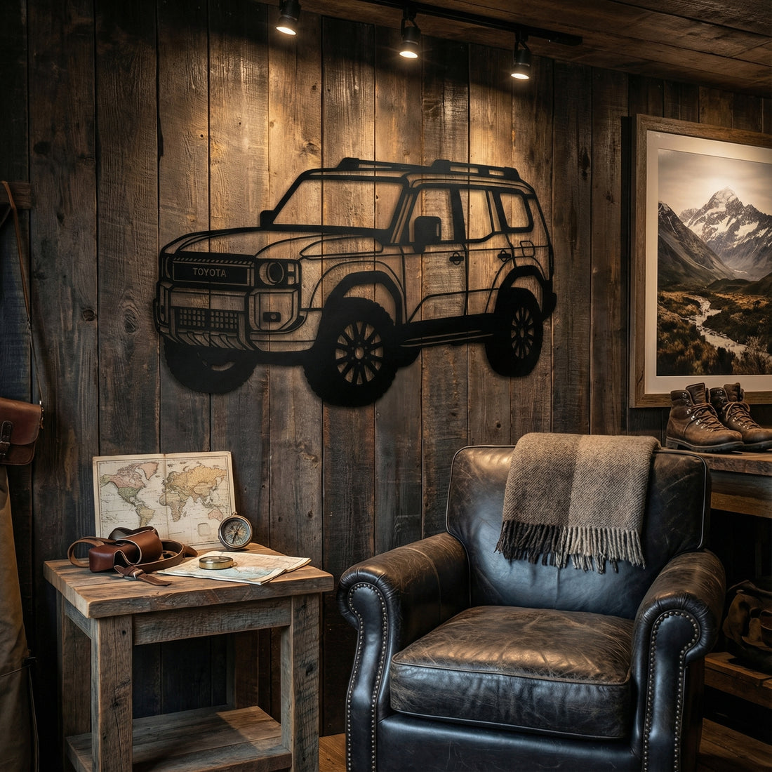 Toyota 4x4 Metal Wall Art - Interior Mockup